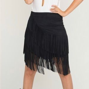 Idyllwind black fringe skirt